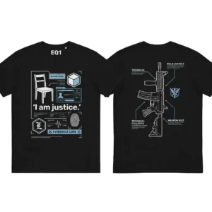 L Weapon Blueprint T-shirt — product front and back view