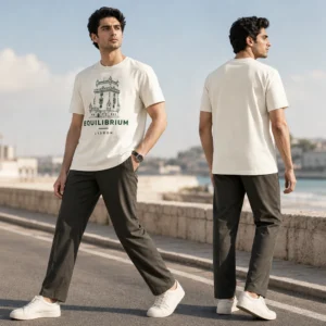 Lisbon Belem Sentinel T-shirt — on-model front and back view