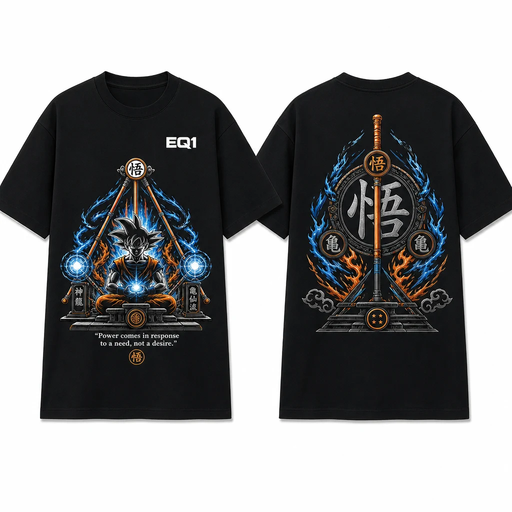 Goku Relic Shrine T-shirt — product front and back view