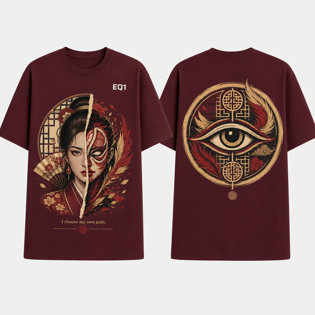 Akemi Split Portrait T-shirt — product front and back view