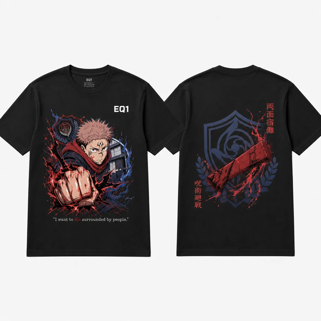 Yuji Itadori Environment Fragment T-shirt — product front and back view