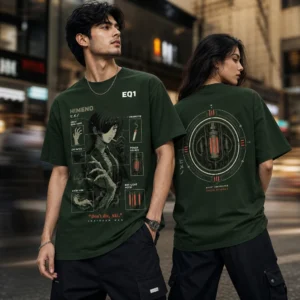 Himeno Technical Cutaway T-shirt — on-model front and back view