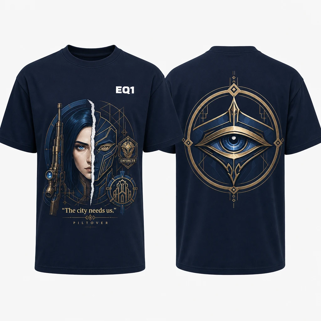 Caitlyn Kiramman Split Portrait T-shirt — product front and back view