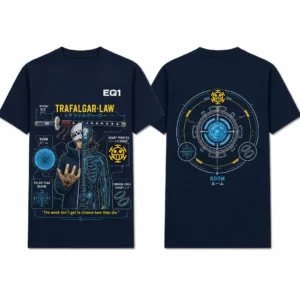 Trafalgar Law Technical Cutaway T-shirt — product front and back view