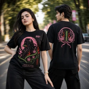 Nezuko Kamado Negative Space T-shirt — on-model front and back view