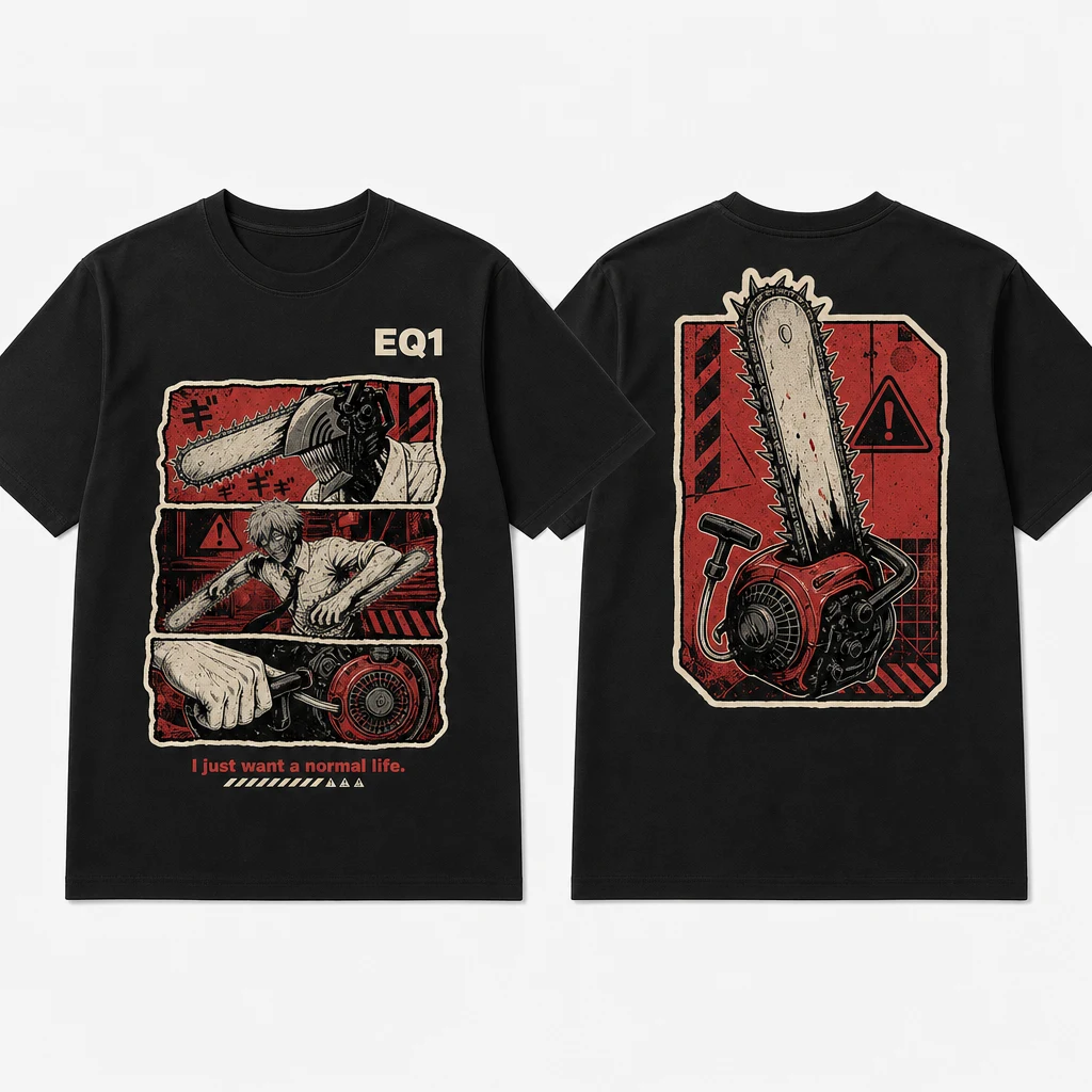 Denji Panel Stack T-shirt — product front and back view