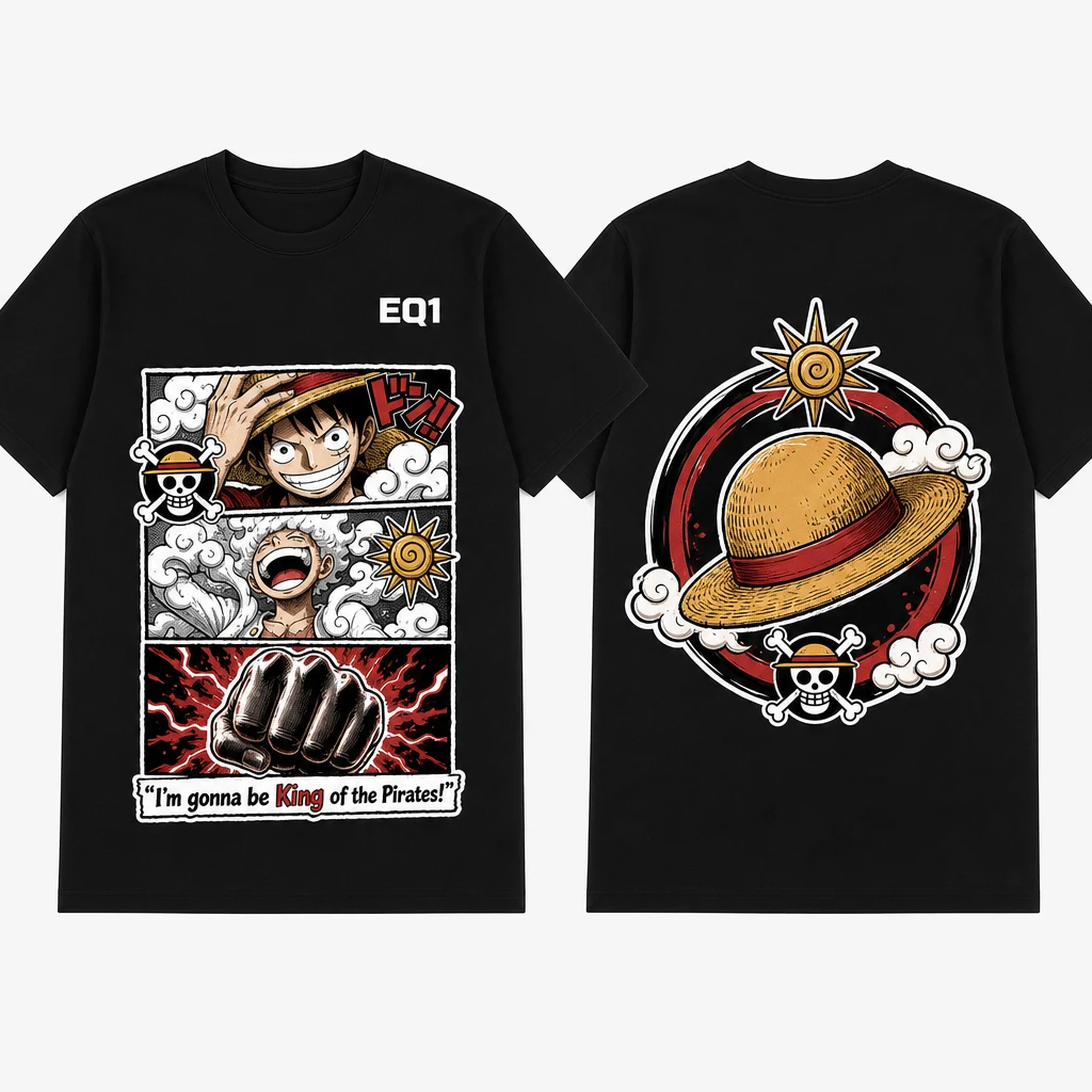 Monkey D. Luffy Panel Stack T-shirt — product front and back view