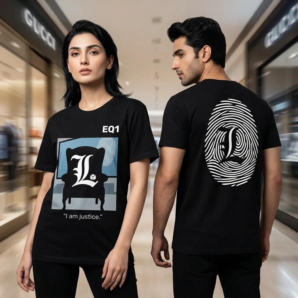 L Negative Space T-shirt — on-model front and back view