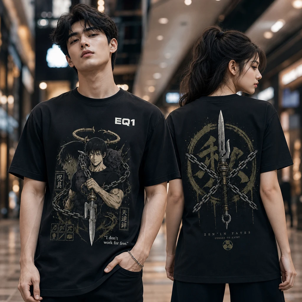 Toji Fushiguro Collection Finale T-shirt — on-model front and back view