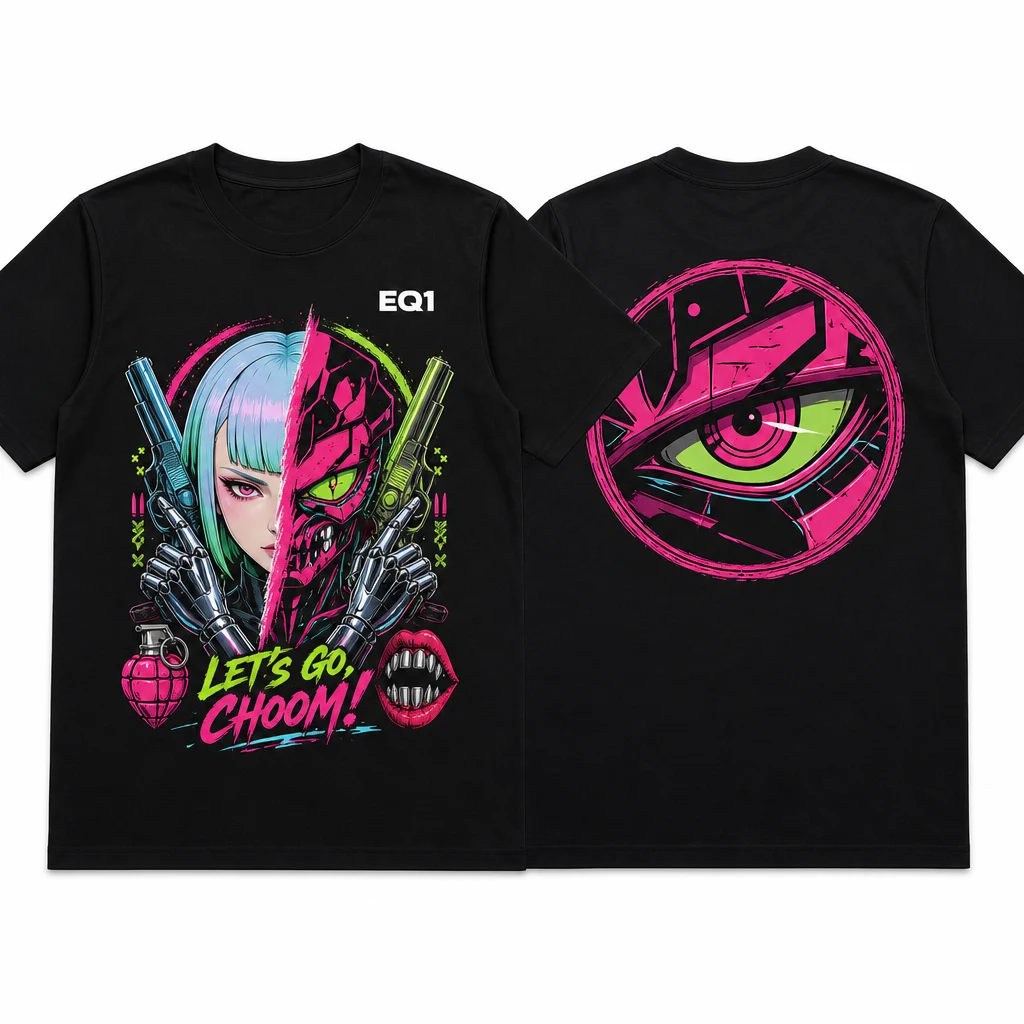 Rebecca Split Portrait T-shirt — product front and back view
