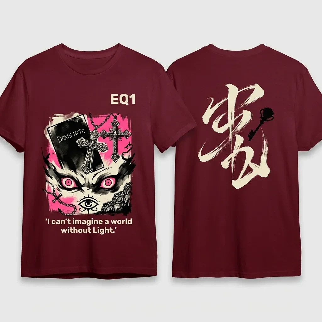 Misa Amane Monochrome Ink T-shirt — product front and back view