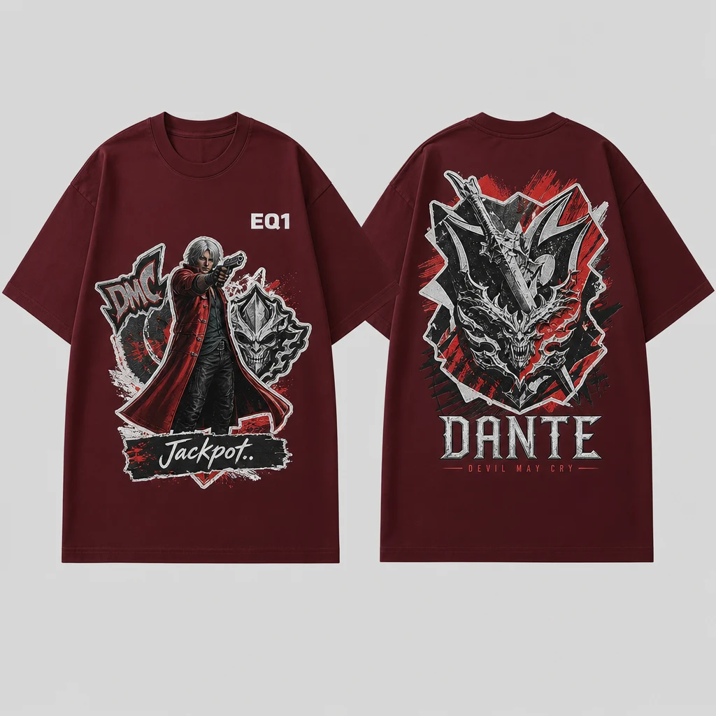 Dante Sticker Crest T-shirt — product front and back view