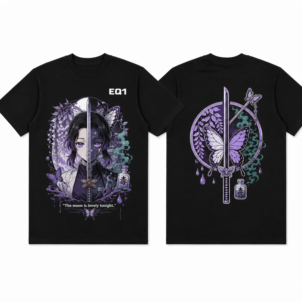 Shinobu Kocho Duality Split T-shirt — product front and back view