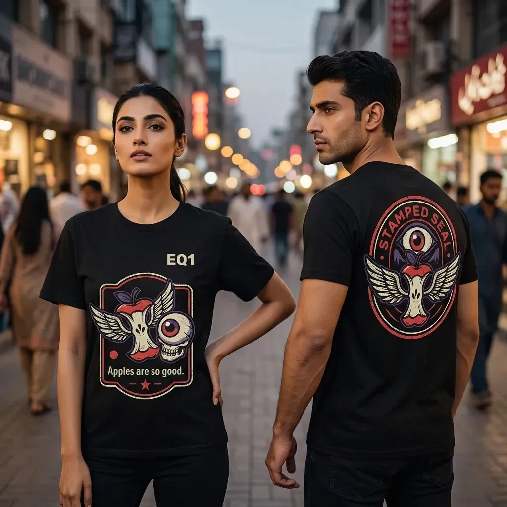Ryuk Vintage Label T-shirt — on-model front and back view