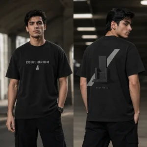 Reserved Empty Throne T-shirt — on-model front and back view
