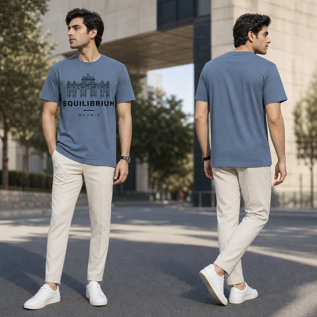 Madrid Alcala Gate T-shirt — on-model front and back view