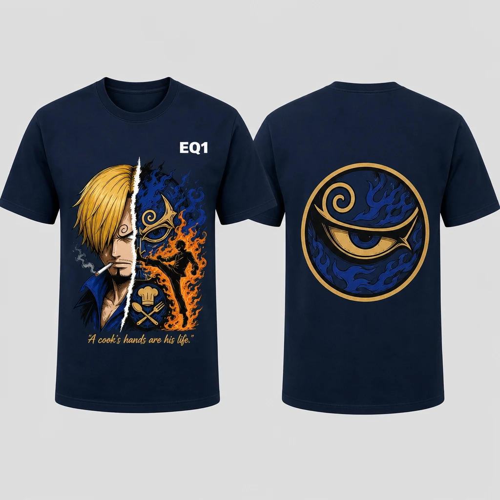 Sanji Split Portrait T-shirt — product front and back view