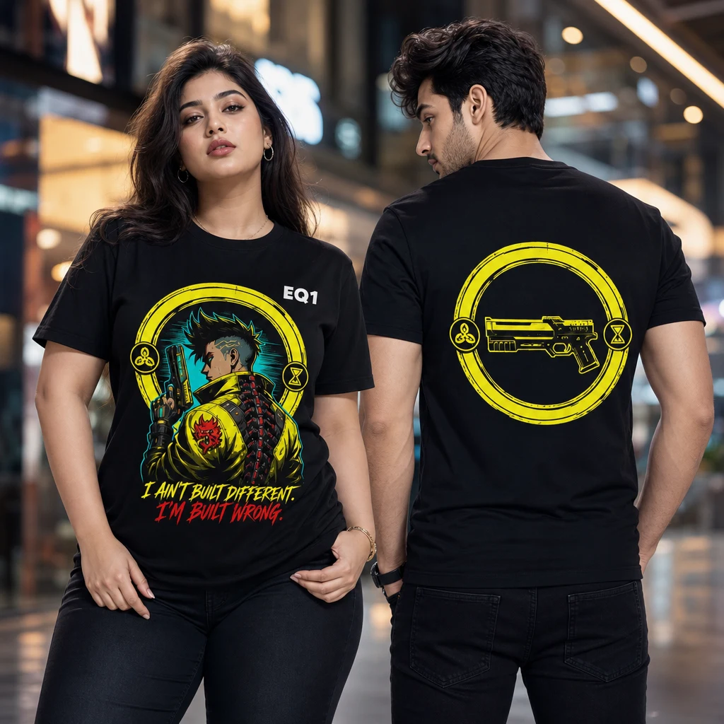 David Martinez Elemental Halo T-shirt — on-model front and back view