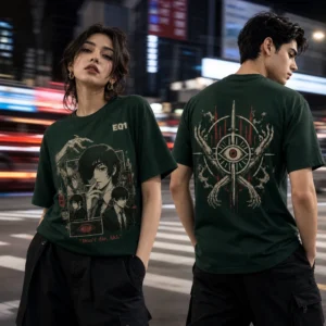 Himeno Collection Finale T-shirt — on-model front and back view