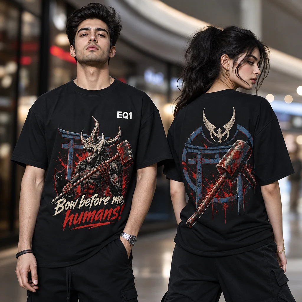 Power Environment Fragment T-shirt — on-model front and back view