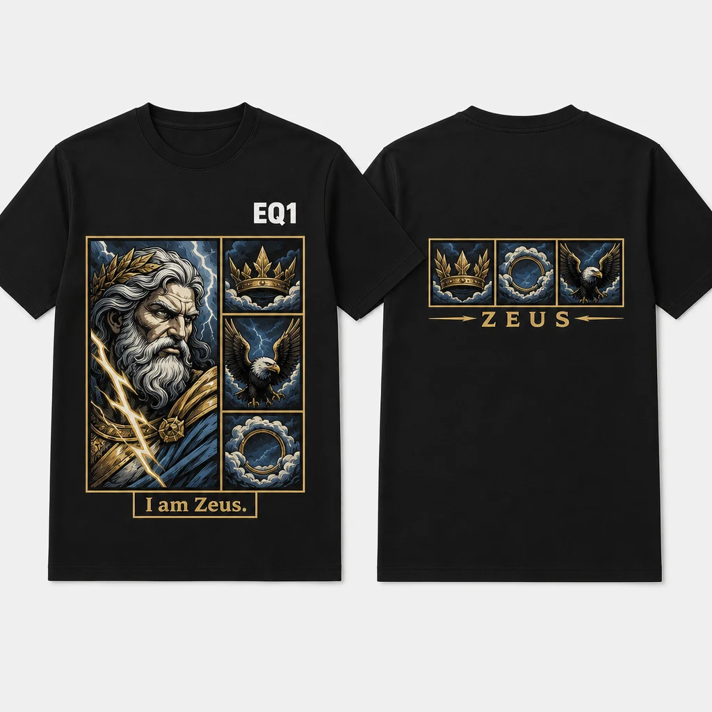 Zeus Emblem Grid T-shirt — product front and back view