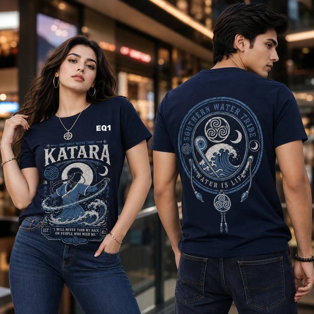 Katara Vintage Label T-shirt — on-model front and back view