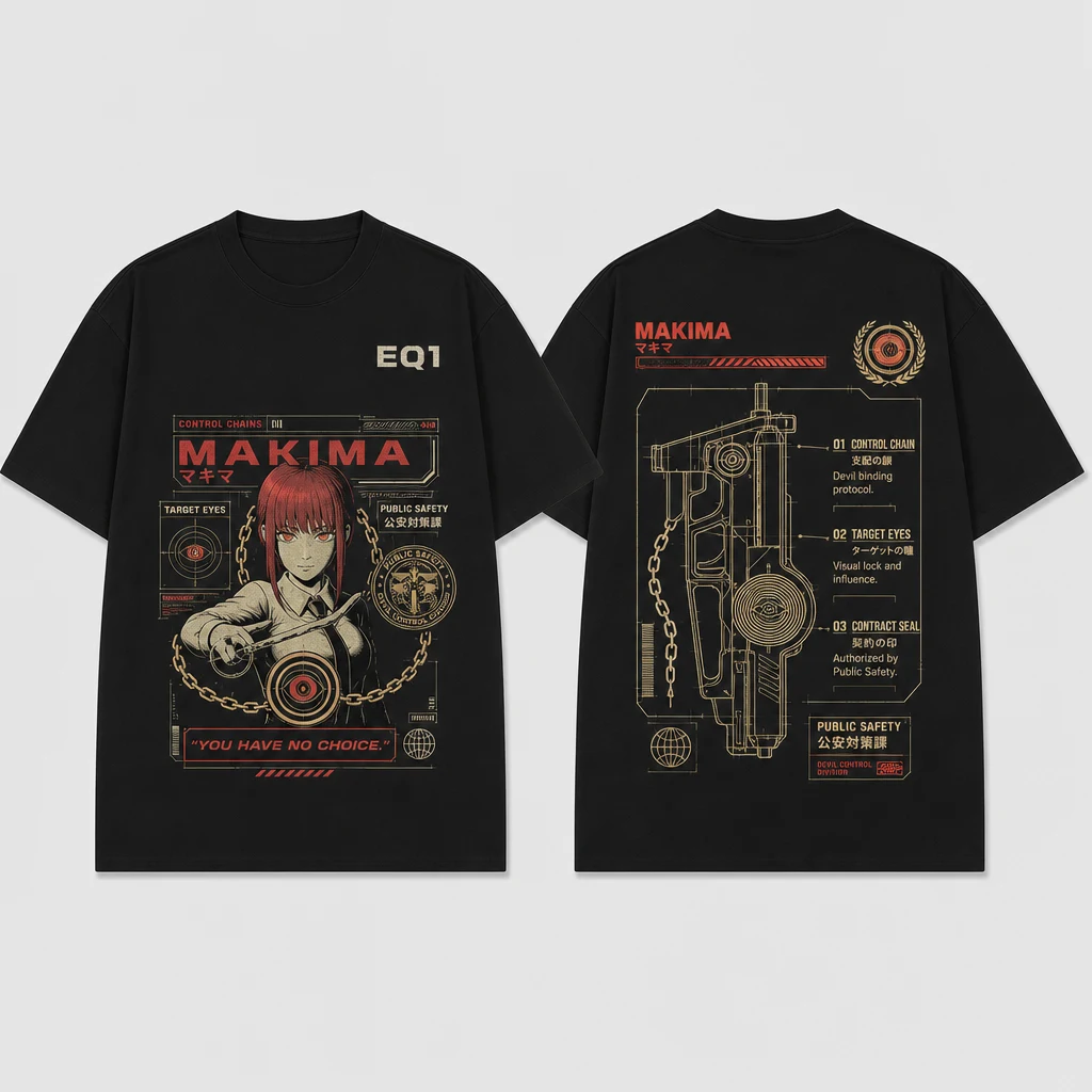 Makima Weapon Blueprint T-shirt — product front and back view