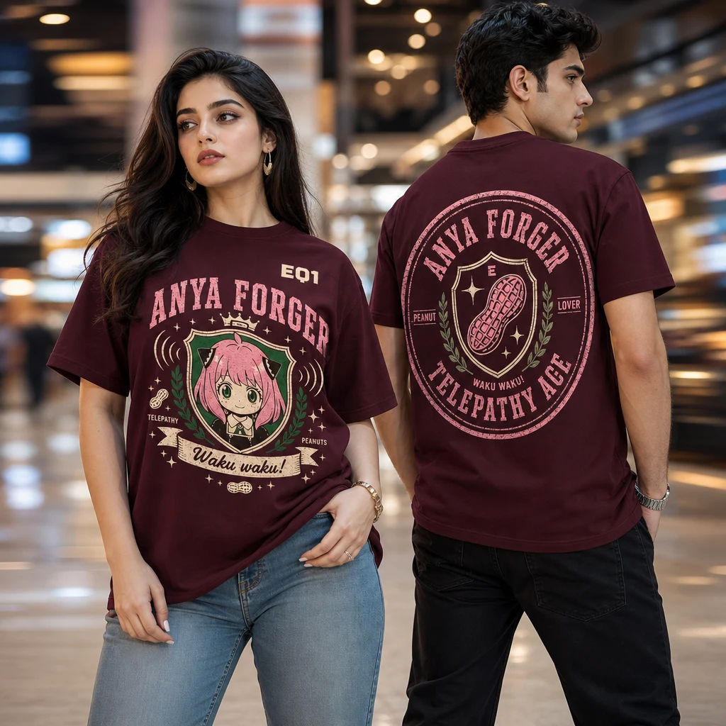 Anya Forger Vintage Label T-shirt — on-model front and back view