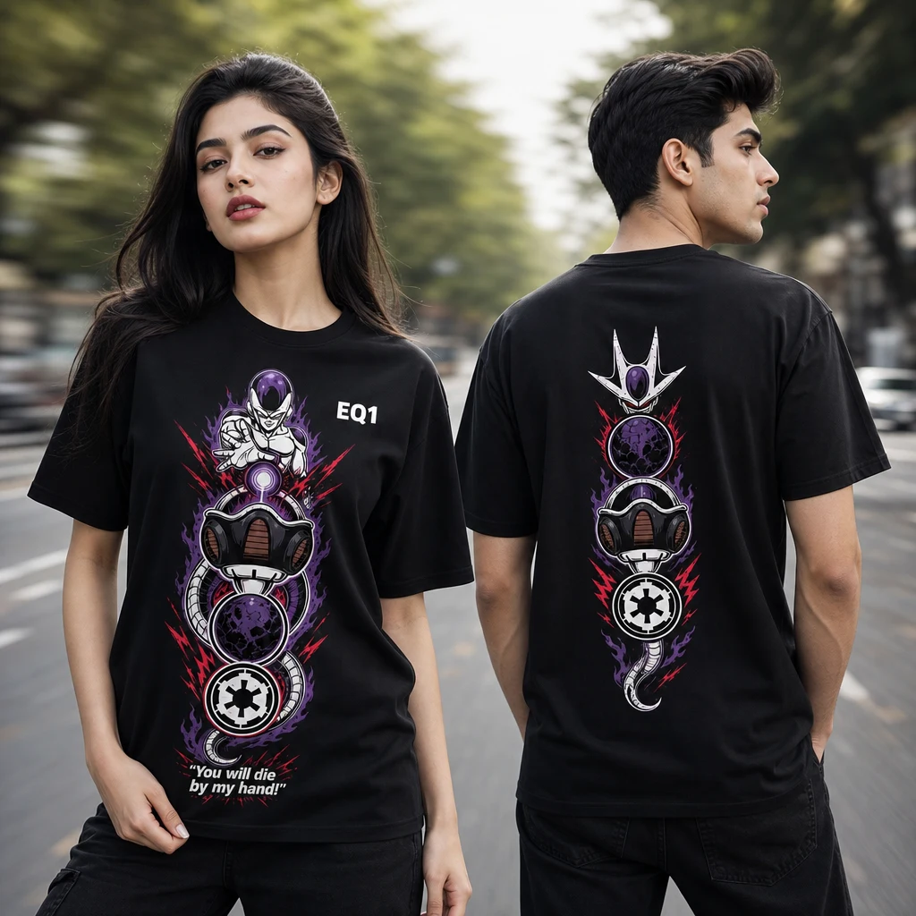 Frieza Symbol Totem T-shirt — on-model front and back view