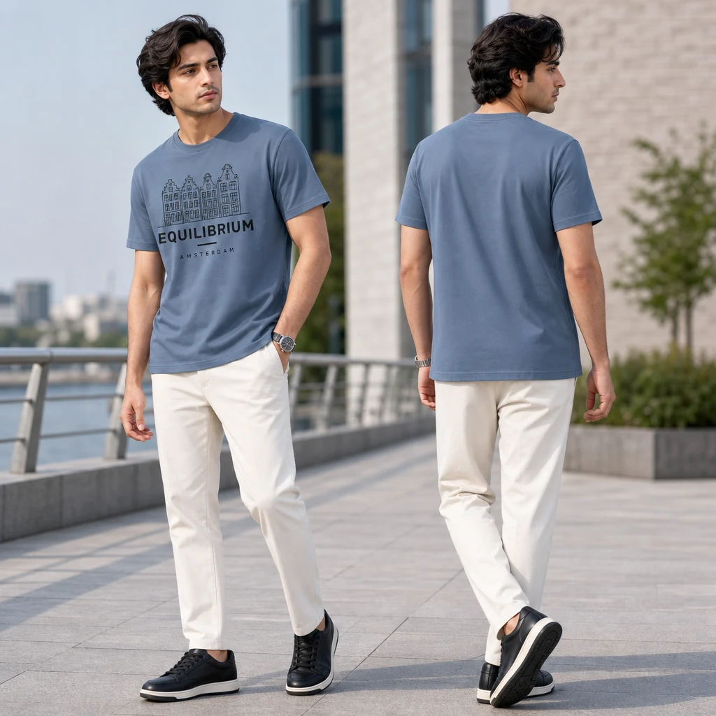 Amsterdam Canal Gables T-shirt — on-model front and back view