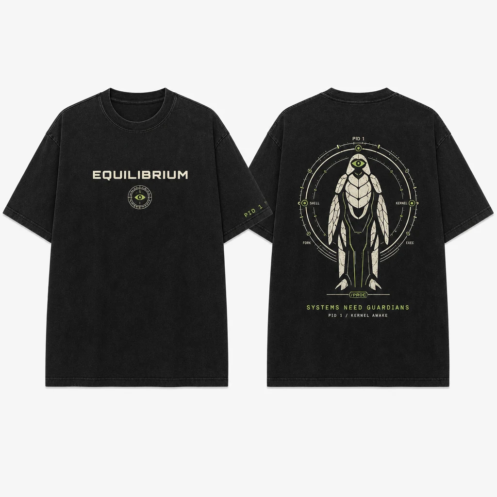 Kernel Warden System Guardian T-shirt — product front and back view