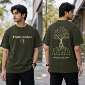 Pocket Mainframe Edge Seed T-shirt — on-model front and back view